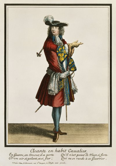 Cléante habillé en cavalier, planche de mode, c.1695 - Nicolas Bonnart